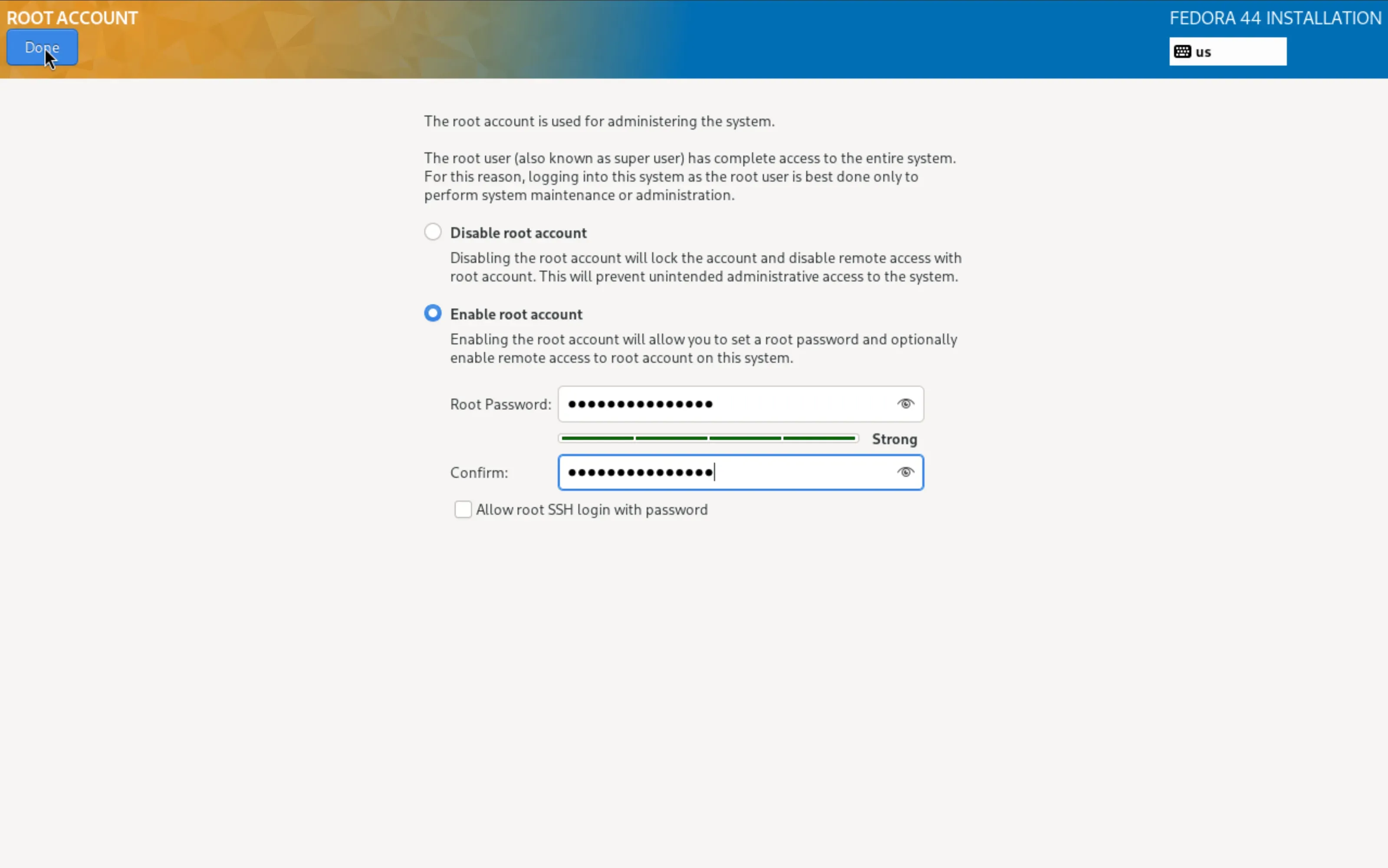 Root Account aktiviert, ohne SSH-Login mit Passwort