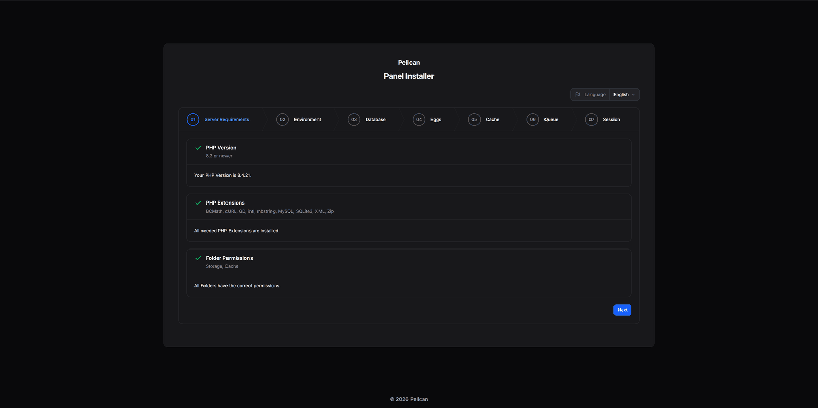 Pelican Installer: App-Konfiguration und Admin-Benutzer