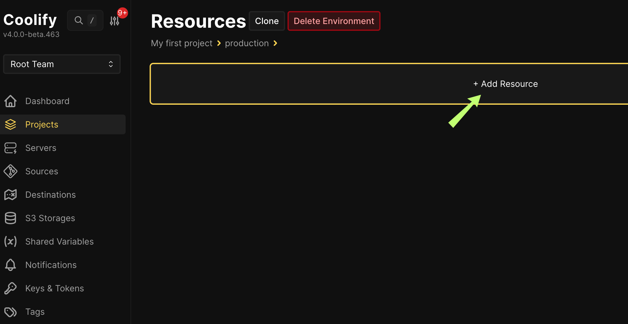 Coolify Add Resource